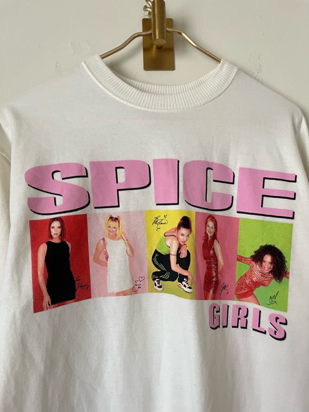 Hollister Cream & Pink retro 90s Graphic Spice Crewneck size XXS Oversize - Picture 5 of 14